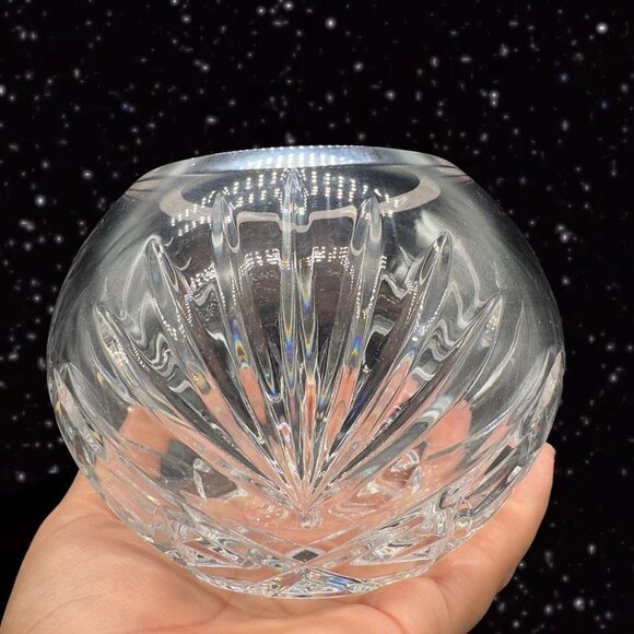 Wedgwood Clear Crystal Glass Rose Bowl Hand Made In England Decorated Marked 4”T - Picture 11 of 11